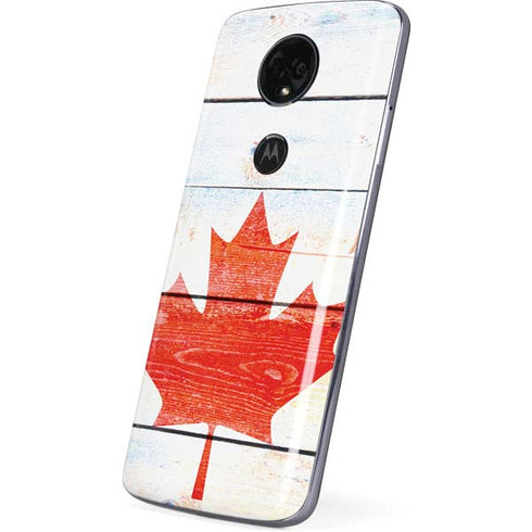 Canada Flag Light Wood Moto E5 Plus Skin